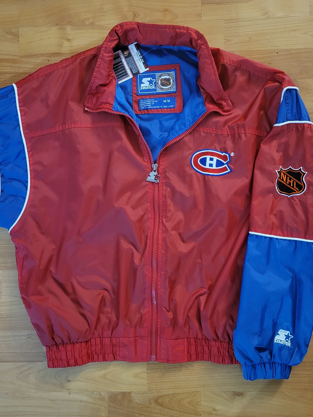 Vintage STARTER Montreal Canadiens NHL Red & Blue NHL Windbreaker, Medium